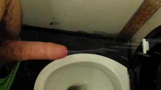 BIG hairy cock HUGE CUM in public toilet (with FLESHLIGHT) - Almost 10 spurts !!!