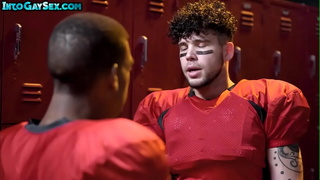 White stud anally fucked by BBC teammate in locker room