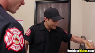 Hot firemen fuck without condom